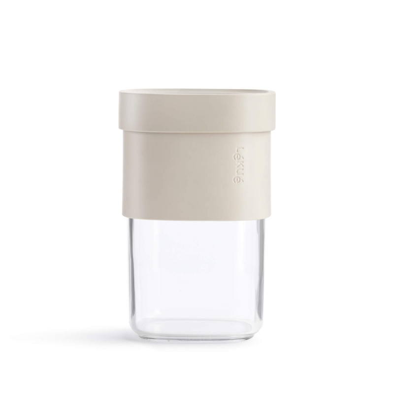 Буркан за съхранение с допълнителна приставка Lekue Beige, 600-850ml