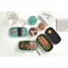 Set of 2 Lekue On The Go Food Containers 1010221, 500 ml, Airtight Seal, Cutlery Compartment, Microwave Vent, Coral