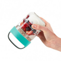 Lekue On The Go 1010223 Insulated Bottle with Compartments, 400 ml, -20/+100°C, Airtight Seal, Handle, Turquoise