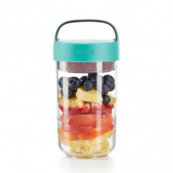 Lekue On The Go 1010225 Insulated Bottle with Compartments, 600 ml, -20/+100°C, Airtight Seal, Handle, Turquoise