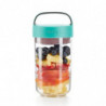 Lekue On The Go 1010225 Insulated Bottle with Compartments, 600 ml, -20/+100°C, Airtight Seal, Handle, Turquoise