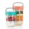 Lekue On The Go 1010226 Insulated Bottle with Compartments, 600 ml, -20/+100°C, Airtight Seal, Handle, Coral