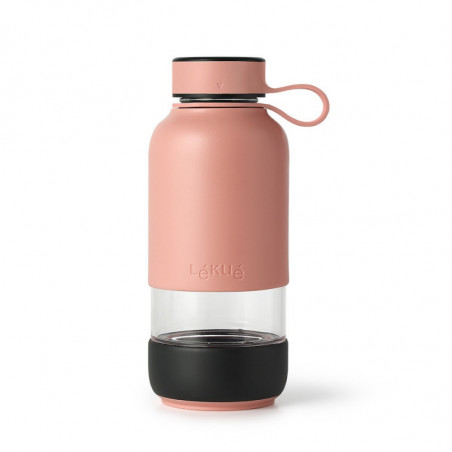 Lekue On The Go 1010228 Bottle with Built-in Filter, 500 ml, Borosilicate Glass, -20°C/+60°C, Coral
