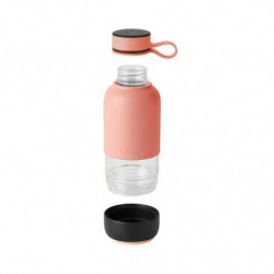 Lekue On The Go 1010228 Bottle with Built-in Filter, 500 ml, Borosilicate Glass, -20°C/+60°C, Coral
