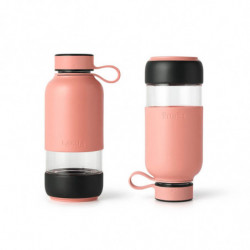 Sticla cu filtru incorporat Lekue On The Go 1010228, 500 ml, Sticla borosilicata, -20°C/+60°C, Coral