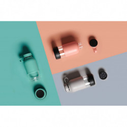 Lekue On The Go 1010228 Bottle with Built-in Filter, 500 ml, Borosilicate Glass, -20°C/+60°C, Coral