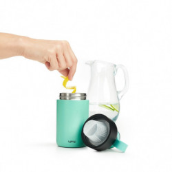 Lekue On The Go 1010229 Insulated Bottle with Built-in Filter, 500 ml, Double-walled vacuum insulation, Airtight seal, -20/+80°C, Stainless steel, Turquoise