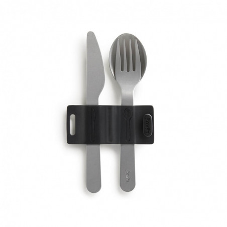 Lekue On The Go 1010231 Cutlery Set, 3 pieces, -20°C / +100°C, Stainless Steel, Black