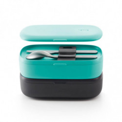 Lekue On The Go 1010231 Cutlery Set, 3 pieces, -20°C / +100°C, Stainless Steel, Black