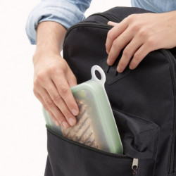 Lekue Reusable Sandwich Bag 1010235, 17.5 x 2.5 cm, -20°C / +100°C, Platinum Silicone, Green