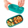 Lekue On The Go Food Container 1010236, 500 ml, Airtight Seal, Cutlery Compartment, Microwave Valve, Turquoise