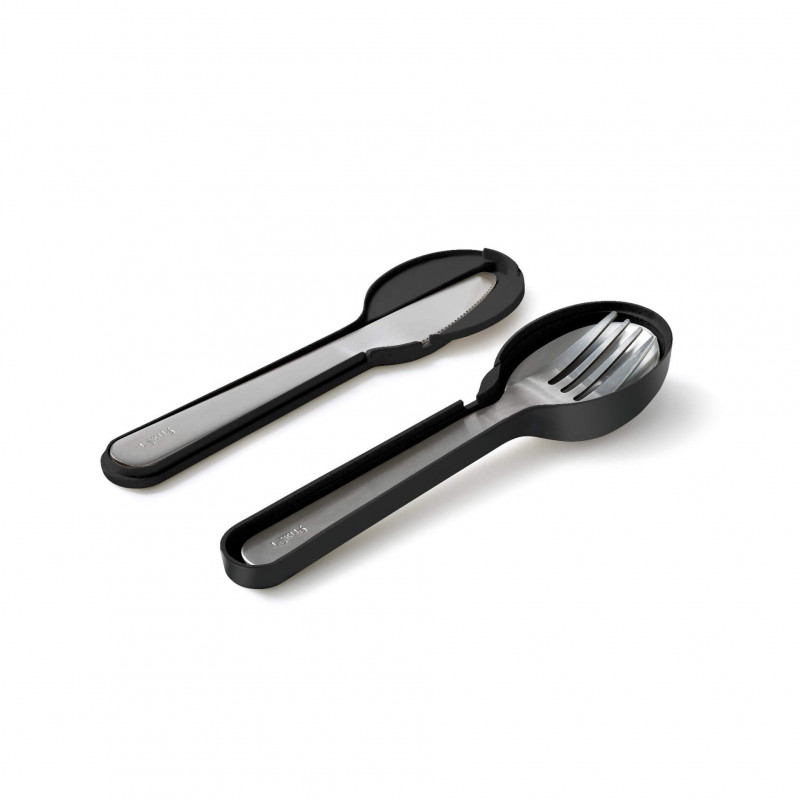 Lekue On The Go 1010238 Cutlery Set, 4 pieces, Storage Case, -20°C / +100°C, Stainless Steel, Black