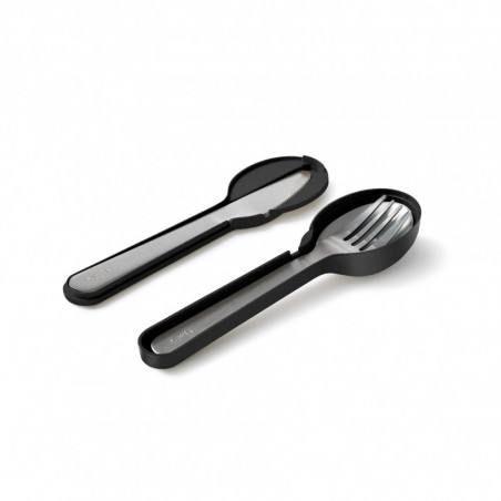 Lekue On The Go 1010238 Cutlery Set, 4 pieces, Storage Case, -20°C / +100°C, Stainless Steel, Black