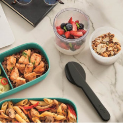 Lekue On The Go 1010238 Cutlery Set, 4 pieces, Storage Case, -20°C / +100°C, Stainless Steel, Black