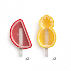 Set of 4 Lekue 1010239 Ice Pop Molds, 340 ml, -20°C / +100°C, Platinum Silicone, Multicolor