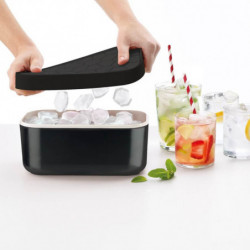 Lekue 1010241 Ice Cube Tray and Storage Container, 132 cubes, -20/+80°C, Hollow Base to Prevent Condensation, Black