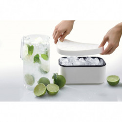 Lekue 1010242 Ice Cube Tray and Storage Container, 132 cubes, -20/+80°C, Hollow Base to Prevent Condensation, White
