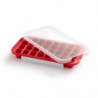 Lekue 1010243 Ice Cube Tray with Lid, 34.2 x 18.7 x 4.4 cm, 32 cubes, Stearin, -40°C / +60°C, Red