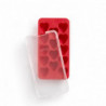 Lekue 1010244 Ice Tray with Lid, 23x12x3 cm, 14 Hearts, Stearin, -40°C / +60°C, Red