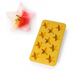 Lekue 1010245 Ice Tray with Lid, 23x11.8x3 cm, 11 stars, Stearin, -40°C / +60°C, Yellow