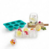 Lekue 1010246 Ice Cube Tray with Lid, 20.5 x 13 x 5.5 cm, 6 spheres, Platinum Silicone, -20°C / +80°C, Light Blue