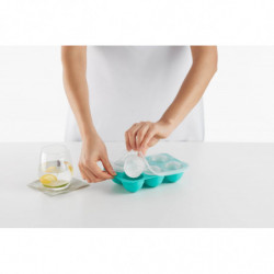 Lekue 1010246 Ice Cube Tray with Lid, 20.5 x 13 x 5.5 cm, 6 spheres, Platinum Silicone, -20°C / +80°C, Light Blue