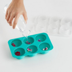 Lekue 1010246 Ice Cube Tray with Lid, 20.5 x 13 x 5.5 cm, 6 spheres, Platinum Silicone, -20°C / +80°C, Light Blue