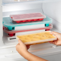 Форма за лед с капак Lekue 1010247, 23x12x3.2 см, 18 топчета, Стеарин, -40°C / +60°C, Червен