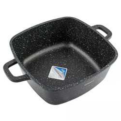 Kinghoff KH 1601 sütő- és főzőlapra alkalmas edény, 20x20 cm, 2,8 l, márvány bevonat, indukciós, fekete