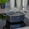 Kinghoff KH 1601 Oven and Stove Pot, 20x20 cm, 2.8 L, Marble Finish, Induction, Black