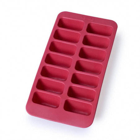 Forma cuburi de gheata cu capac Lekue 1009043, 23 x 11,8 x 3,2 cm, 14 cuburi dreptunghiulare, -40 +60°C, Rosu