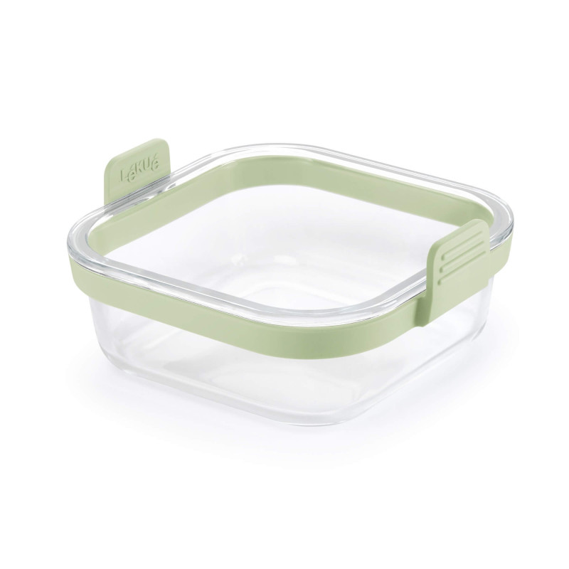 Cos din sticla pentru friteuza cu aer cald Lekue 1010159, 18,5 x 17,5 x 9,5 cm, Manere antiderapante, -20°C/+220°C, Verde