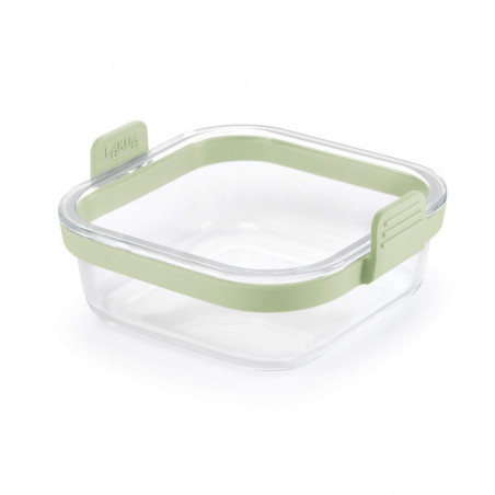 Cos din sticla pentru friteuza cu aer cald Lekue 1010159, 18,5 x 17,5 x 9,5 cm, Manere antiderapante, -20°C/+220°C, Verde