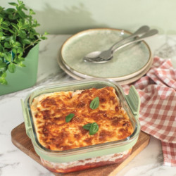 Cos din sticla pentru friteuza cu aer cald Lekue 1010159, 18,5 x 17,5 x 9,5 cm, Manere antiderapante, -20°C/+220°C, Verde