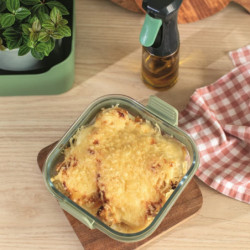 Cos din sticla pentru friteuza cu aer cald Lekue 1010159, 18,5 x 17,5 x 9,5 cm, Manere antiderapante, -20°C/+220°C, Verde