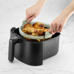 Cos din sticla pentru friteuza cu aer cald Lekue 1010160, 20,5 x 19,5 x 10 cm, Sticla, Manere antiderapante, -20°C/+220°C, Verde