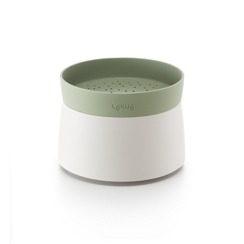 Κύπελλο για μαγείρεμα ρυζιού και κινόα στο φούρνο μικροκυμάτων Lekue 1009033, 1 λίτρο, έως 4 μερίδες, 17,8x13 cm, -20 έως +100C, λευκό/πράσινο