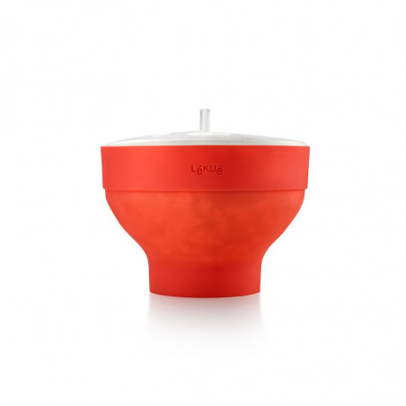 Lekue 1009035 Microwave Popcorn Maker, 2.8 liters, Ø20x14.5 cm, Serves up to 3 people, -60 to +220°C, Red