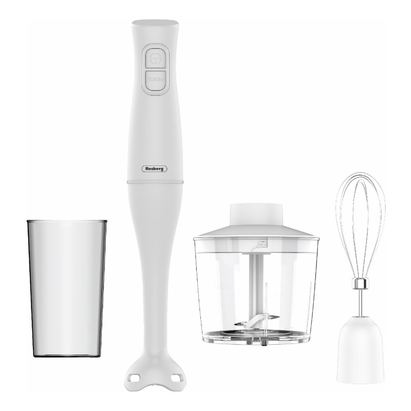 Blender, tocator si mixer 3in1 Rosberg R51112OC, 400 W, 0,7 l, 2 viteze, Tel, Alb