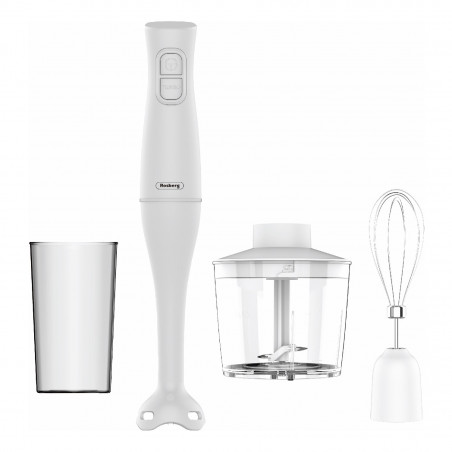 Blender, tocator si mixer 3in1 Rosberg R51112OC, 400 W, 0,7 l, 2 viteze, Tel, Alb