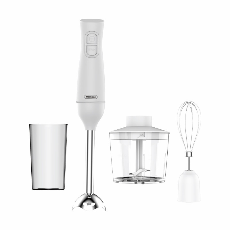 Ραβδομπλέντερ 3 σε 1 Rosberg R51112OSC, 400W, 0,7 l, 2 ταχύτητες, μεταλλικό κινητό ακροφύσιο, εξάρτημα για χτύπημα, Λευκό