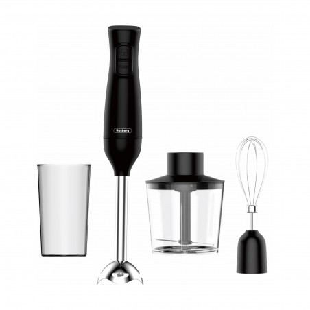 Blender, tocator si mixer 3in1 Rosberg R51112OSC, 400W, 0,7 L, 2 viteze, Tel, Negru