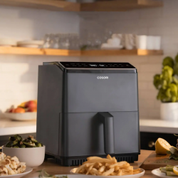 Friteuza cu aer cald Cosori Dual Blaze CAF-P583S, 1700 W, 6,4 L, 12 programe, 360 ThermoIQ, Negru