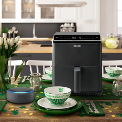 Friteuza cu aer cald Cosori Dual Blaze CAF-P583S, 1700 W, 6,4 L, 12 programe, 360 ThermoIQ, Negru