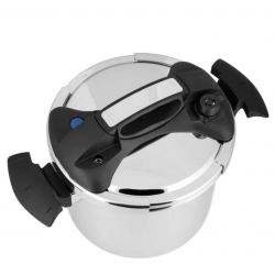 Royalty Line RL-PS6L Pressure Cooker, 6 L, 80 kPa, Stainless Steel, Safety Valve, Measurement Scale, Induction, Silver