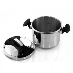 Royalty Line RL-PS8L Pressure Cooker, 8 L, 80 kPa, Stainless Steel, Safety Valve, Measurement Scale, Induction, Silver