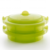 Vas pentru gatit la aburi Lekue 1010195, 2 nivelе, Compatibil cu oale Ø19-22 cm, Fixare stransa, -60/+220 °C, Silicon, Verde