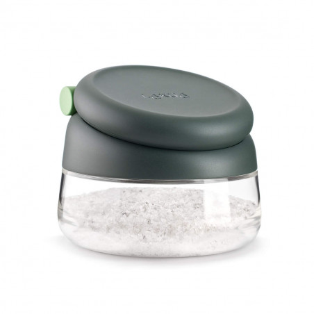 Lekue Salt/Sugar Shaker 1009488, Ø12.4x10.1 cm, Borosilicate Glass, Measuring Spoon, From +4°C to +80°C, Black