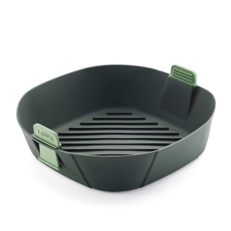 Lekue 1009495 Hot Air Fryer Basket, 25x25 cm, -20°C to +220°C, Silicone, BPA-Free, Gray