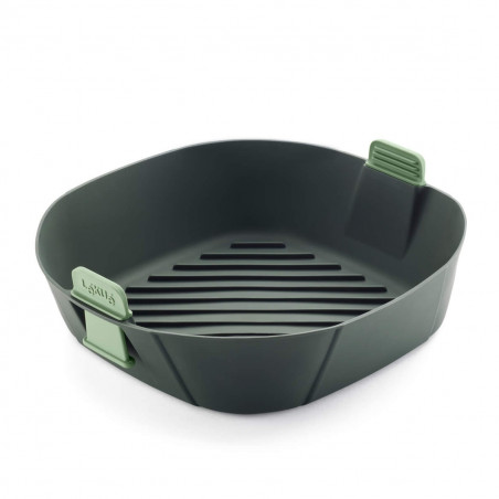 Lekue 1009495 Hot Air Fryer Basket, 25x25 cm, -20°C to +220°C, Silicone, BPA-Free, Gray